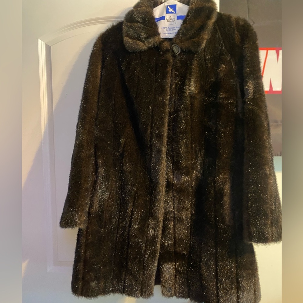Black and Brown Faux Fur Coat